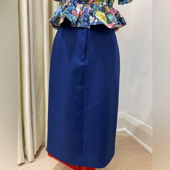 Vintage Navy Midi Skirt, Front Slit, Made in Canada, Womens (Size M) - Picture 4 of 8